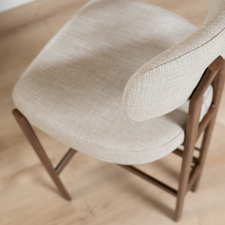 Tabouret de bar Nori en lin taupe 70 cm
