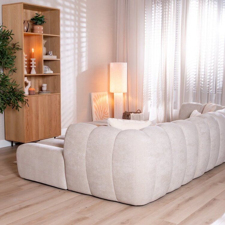 Canapé d’angle droit Luca en tissu chenille beige