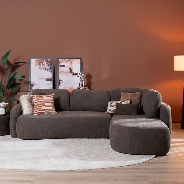 Canapé d’angle Vienna chenille marron droit