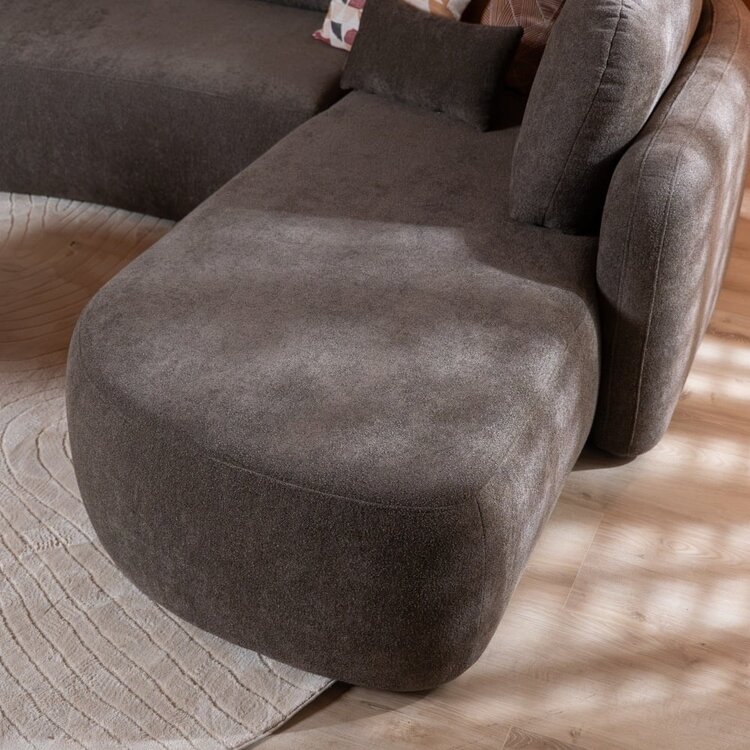 Canapé d’angle Vienna chenille marron droit