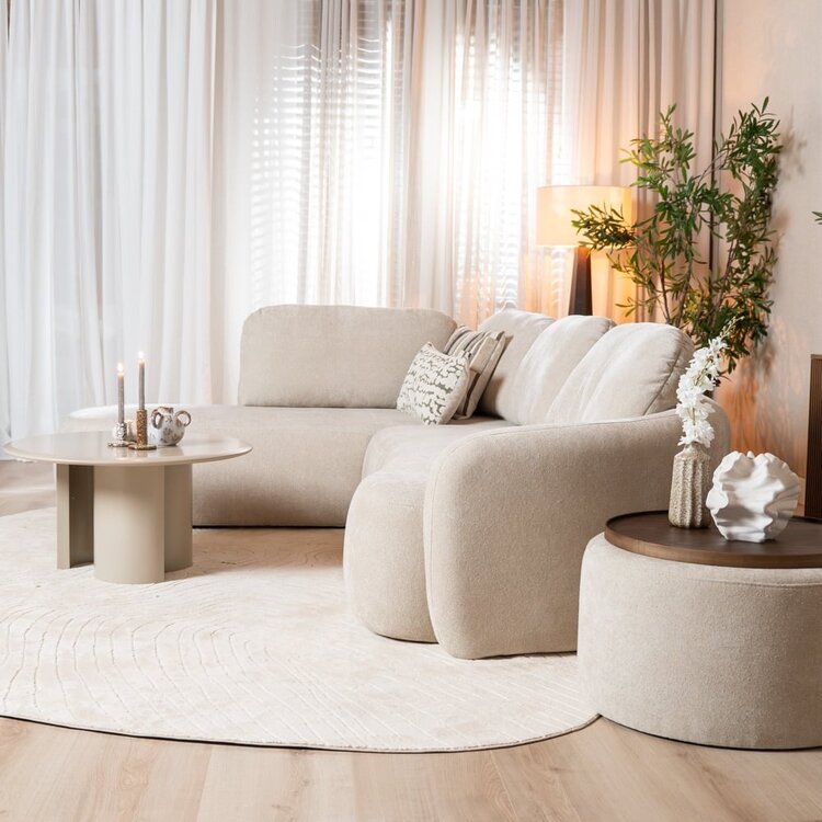 Canapé d’angle Vienna chenille beige gauche