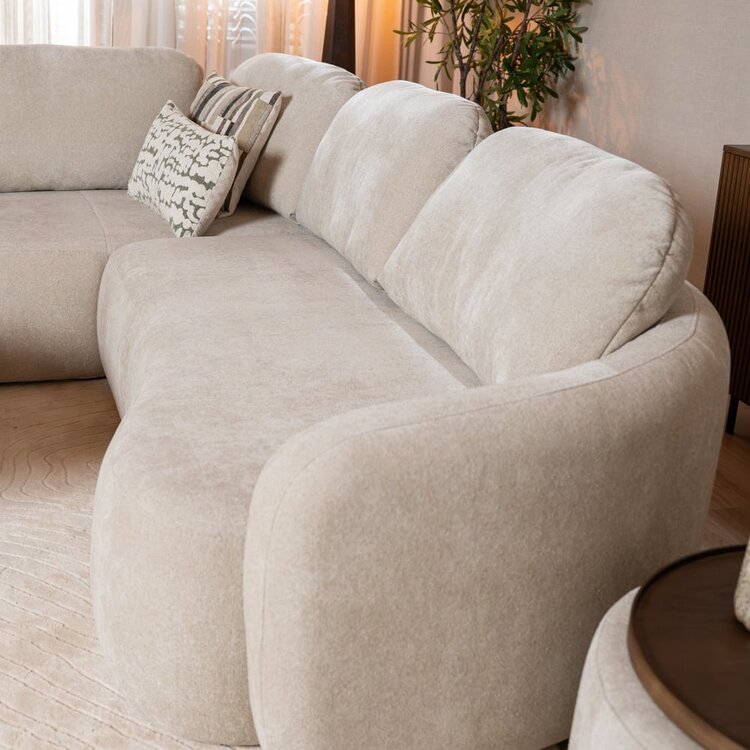 Canapé d’angle Vienna chenille beige gauche