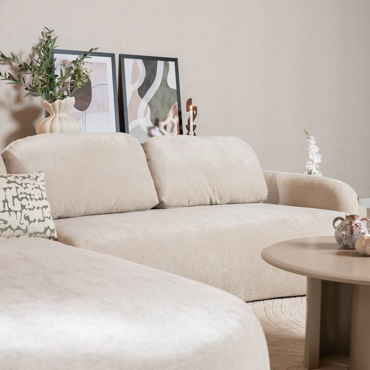 Canapé d’angle Vienna chenille beige gauche