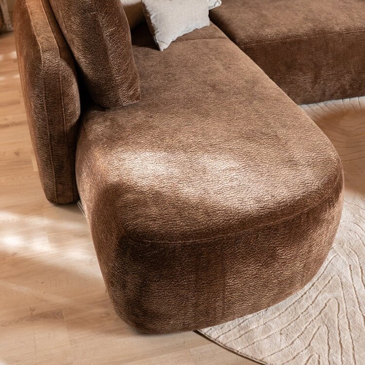 Canapé d’angle Vienna chenille chocolate brown gauche