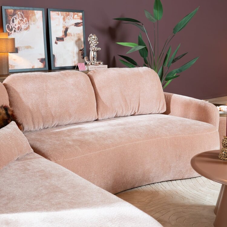 Canapé d’angle Vienna chenille rose gauche