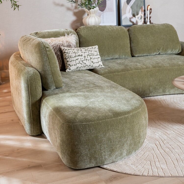 Canapé d’angle Vienna chenille vert gauche
