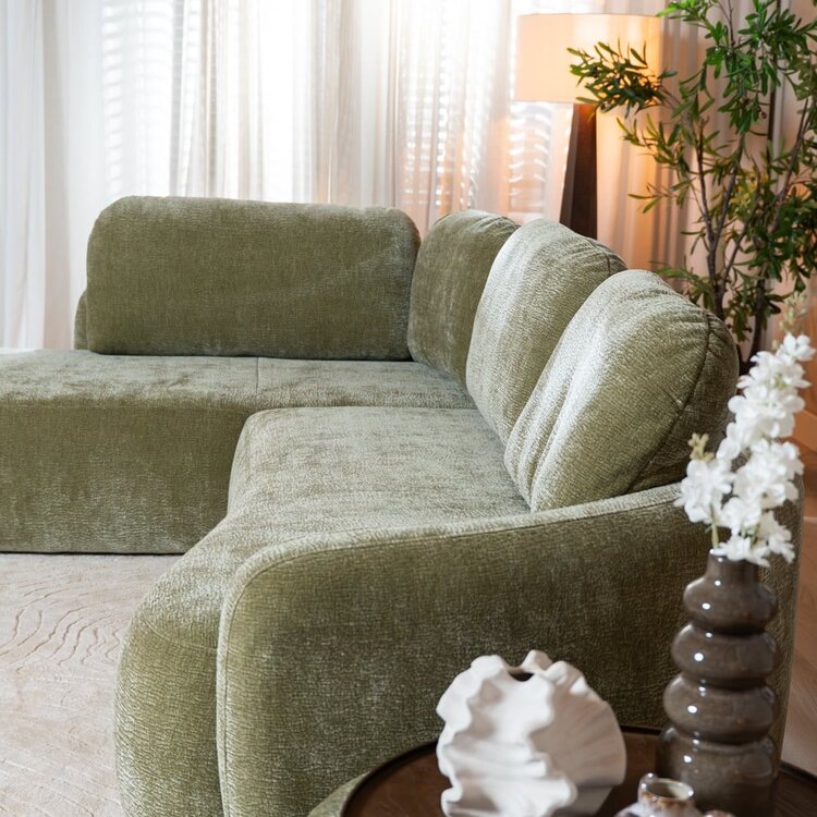Canapé d’angle Vienna chenille vert gauche