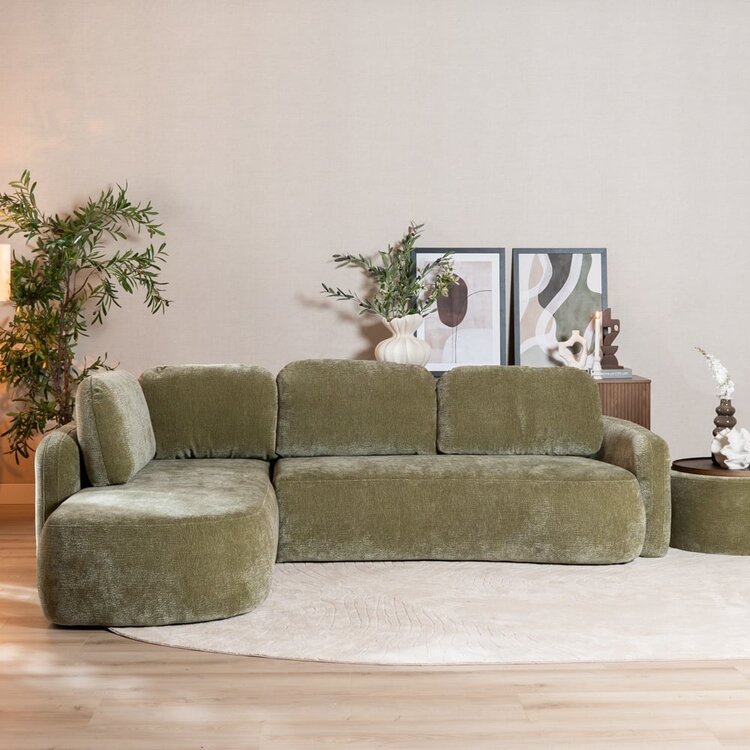 Canapé d’angle Vienna chenille vert gauche
