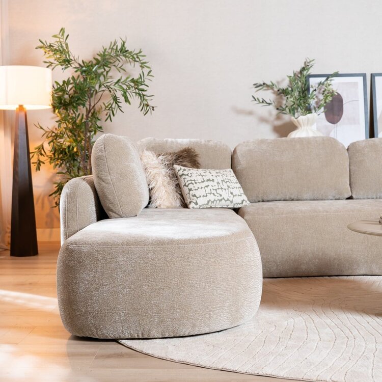 Canapé d’angle Vienna chenille taupe gauche