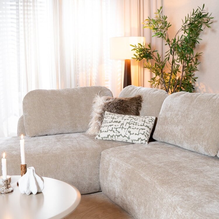 Canapé d’angle Vienna chenille taupe gauche