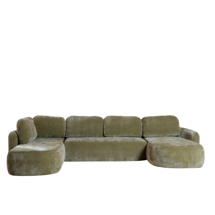 Canapé en U Vienna 6 places chenille vert