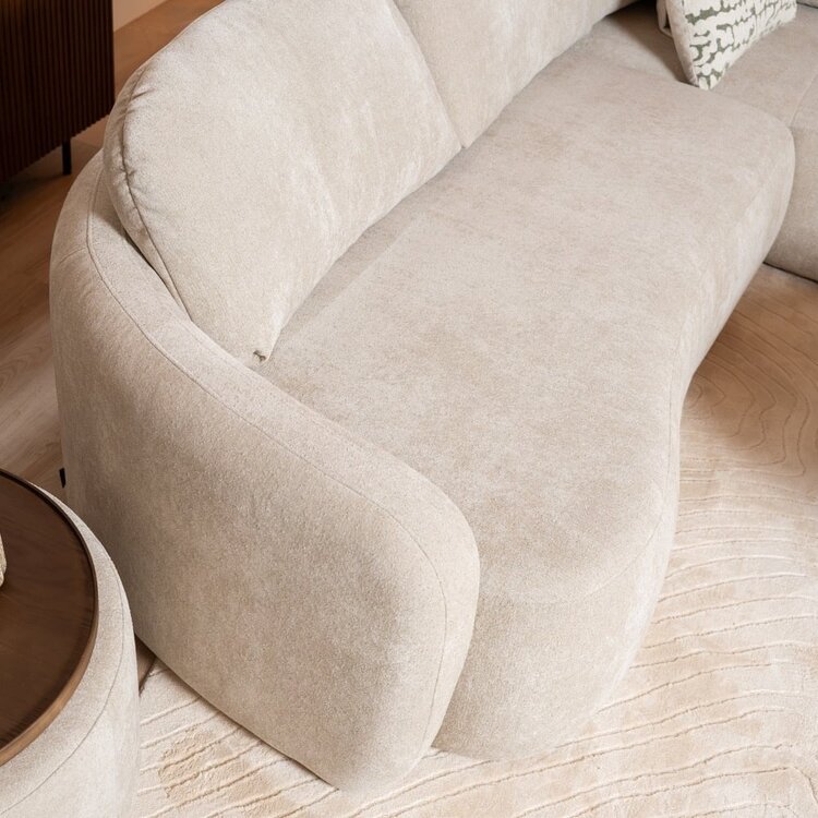 Canapé d’angle Vienna chenille beige droit