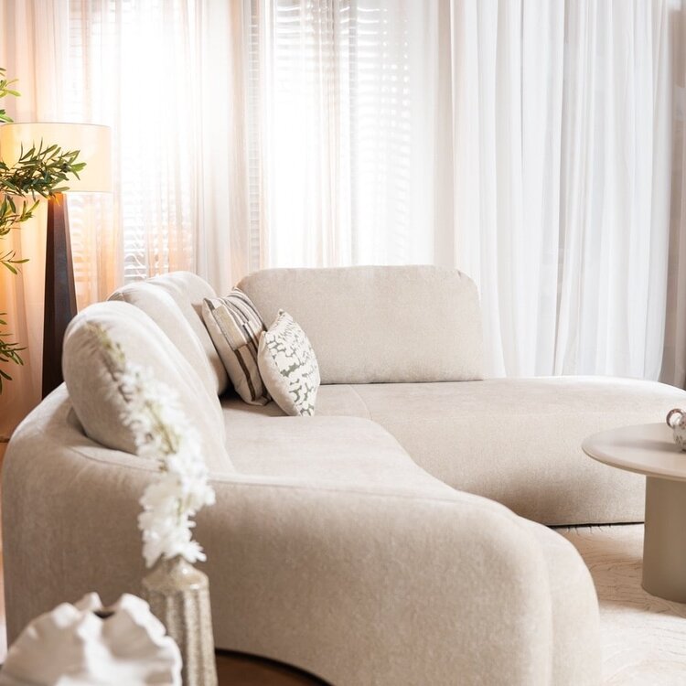 Canapé d’angle Vienna chenille beige droit