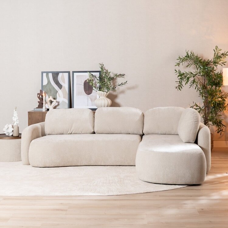 Canapé d’angle Vienna chenille beige droit
