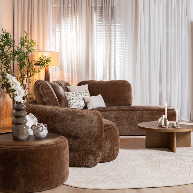 Canapé d’angle Vienna chenille chocolate brown droit
