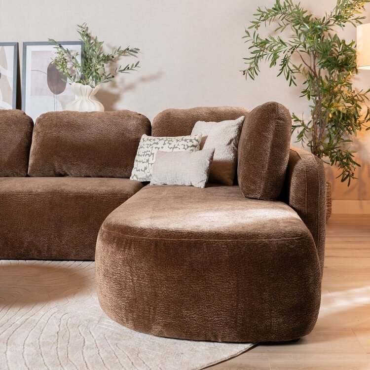 Canapé d’angle Vienna chenille chocolate brown droit