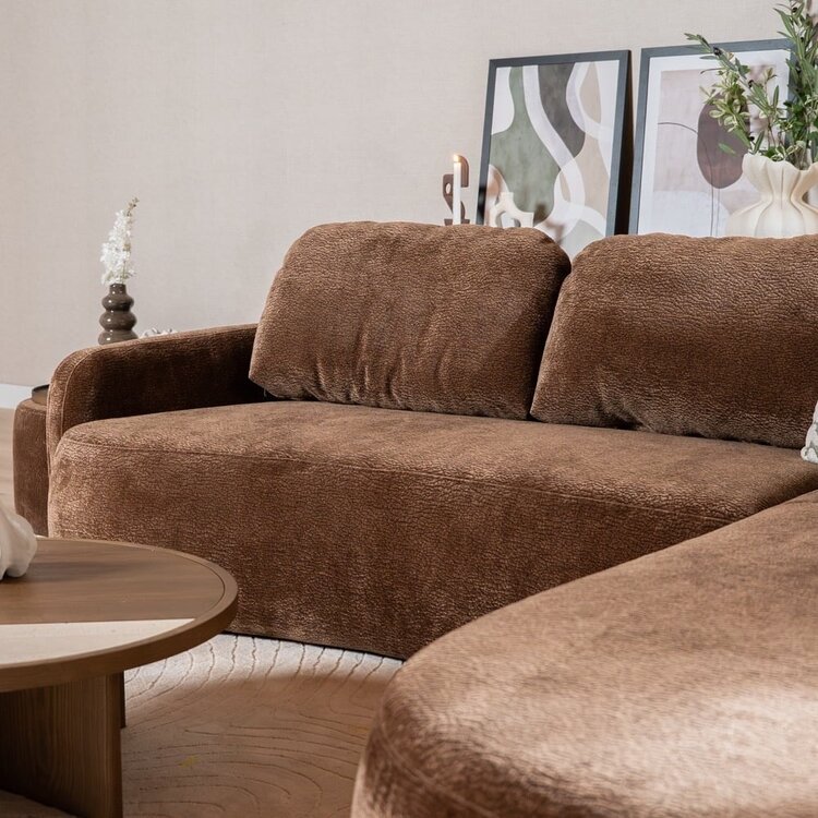 Canapé d’angle Vienna chenille chocolate brown droit