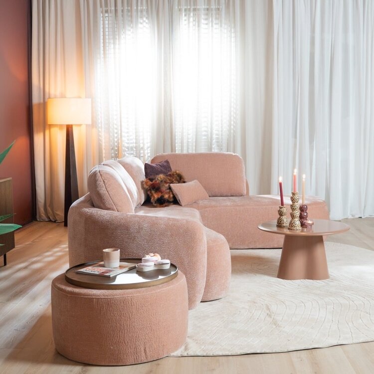 Canapé d’angle Vienna chenille rose droit