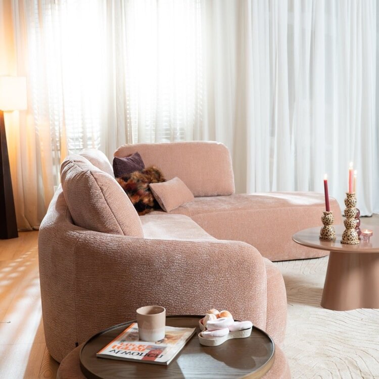 Canapé d’angle Vienna chenille rose droit