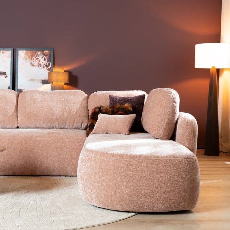Canapé d’angle Vienna chenille rose droit