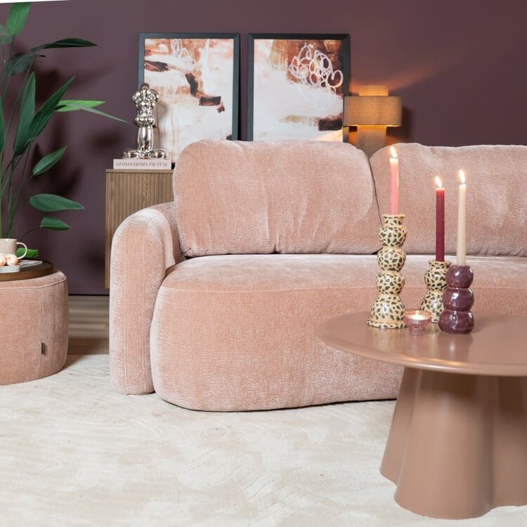 Canapé d’angle Vienna chenille rose droit
