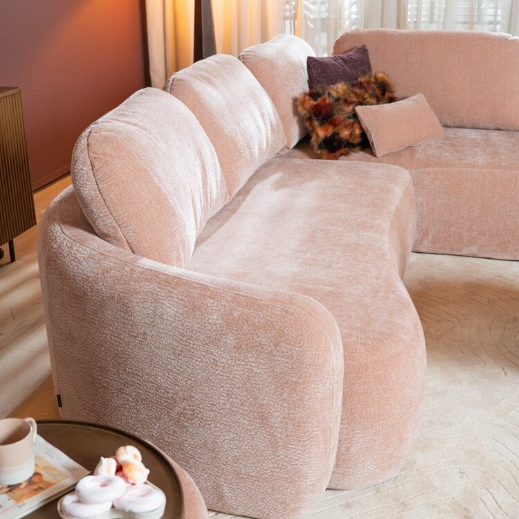 Canapé d’angle Vienna chenille rose droit