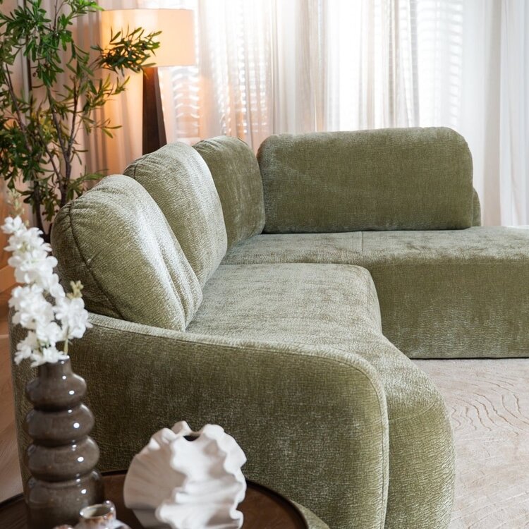 Canapé d’angle Vienna chenille vert droit