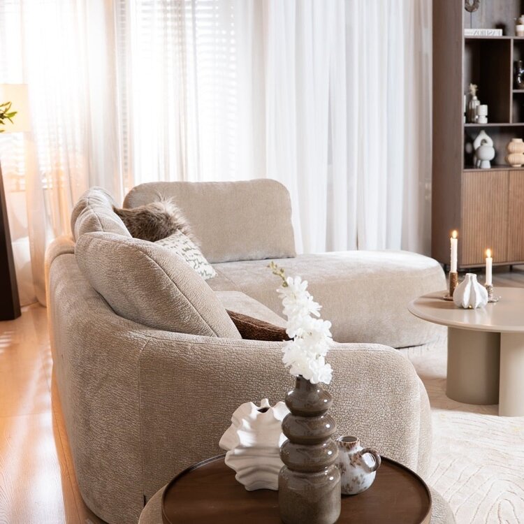 Canapé d’angle Vienna chenille taupe droit