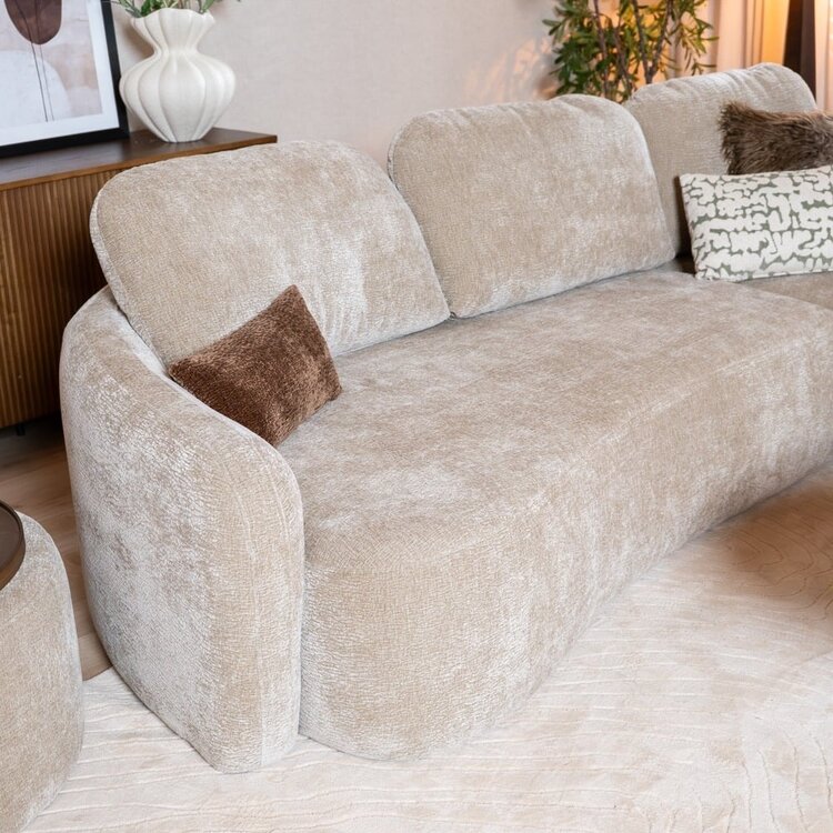 Canapé d’angle Vienna chenille taupe droit