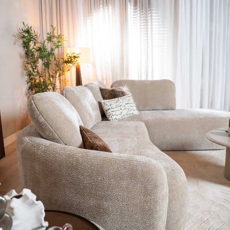 Canapé d’angle Vienna chenille taupe droit