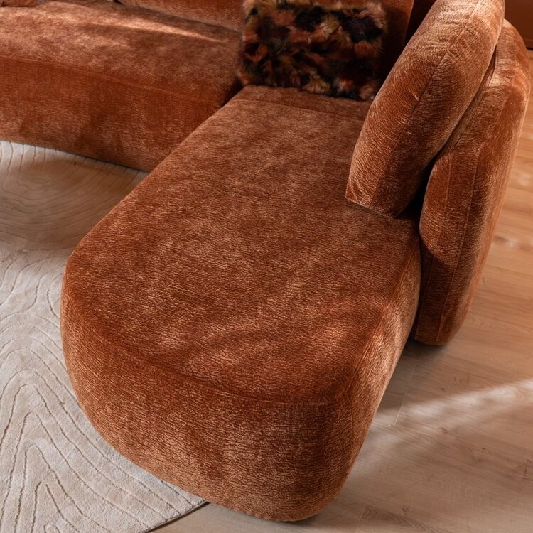 Canapé d’angle Vienna chenille terracotta droit