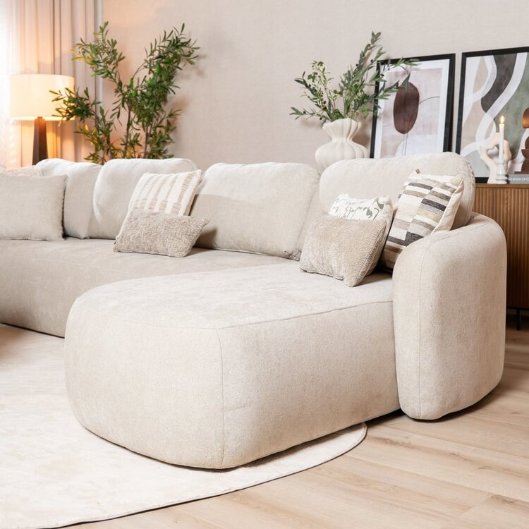 Canapé en U Vienna 6 places chenille beige