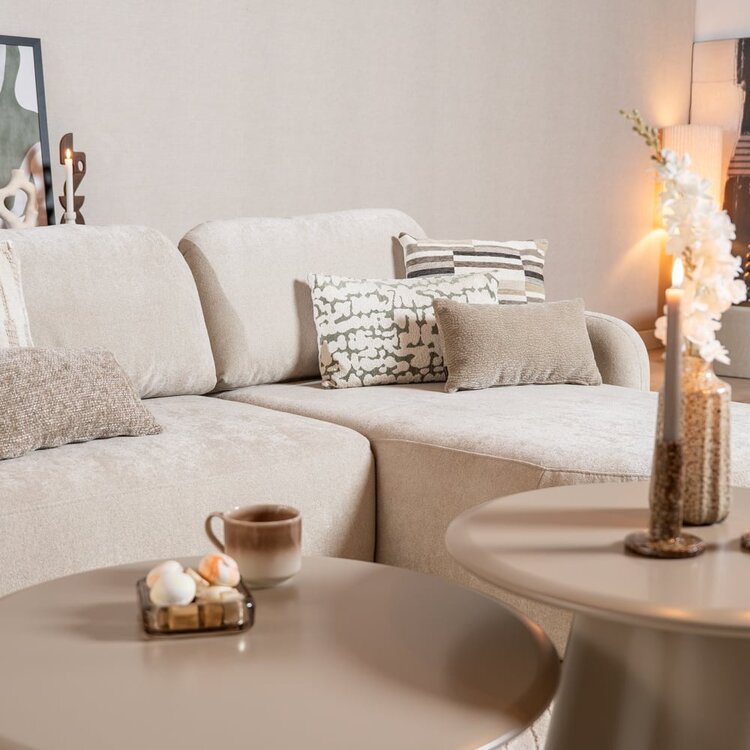 Canapé en U Vienna 6 places chenille beige