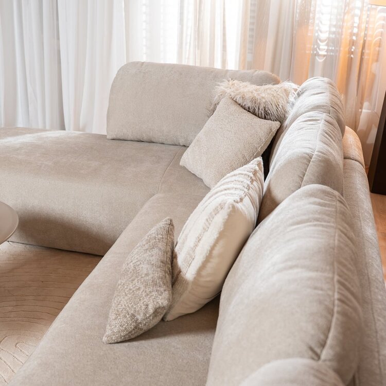 Canapé en U Vienna 6 places chenille beige