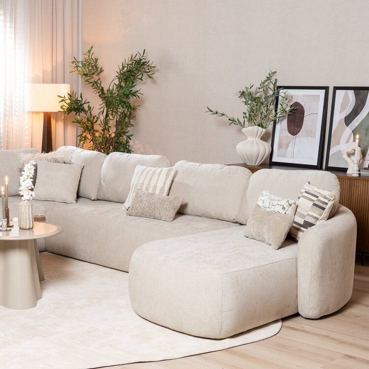 Canapé en U Vienna 6 places chenille beige