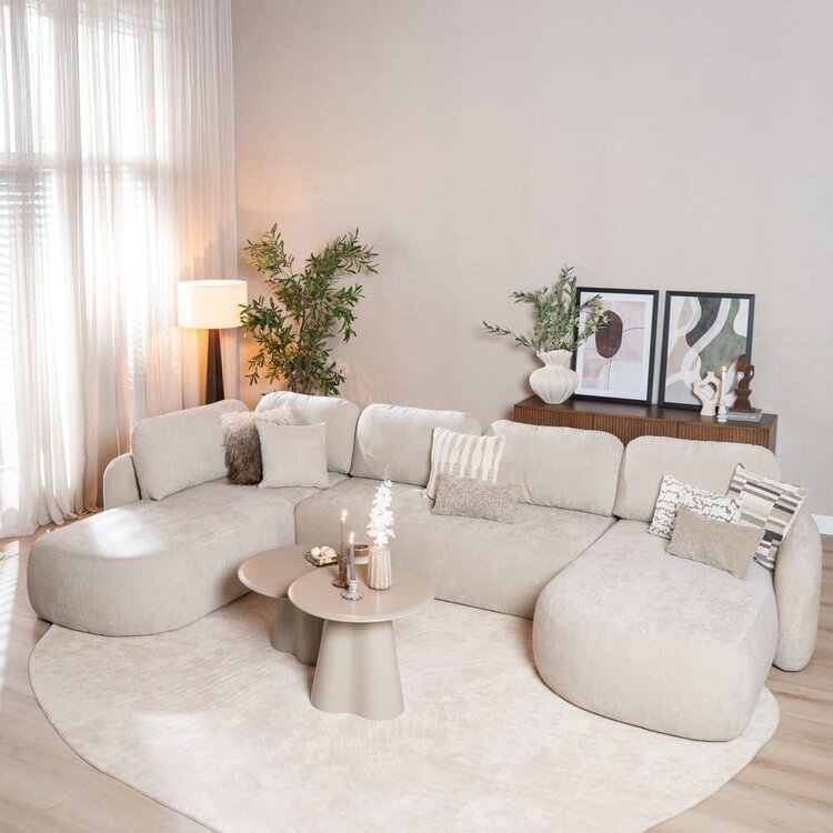 Canapé en U Vienna 6 places chenille beige