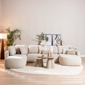 Canapé en U Vienna 6 places chenille beige