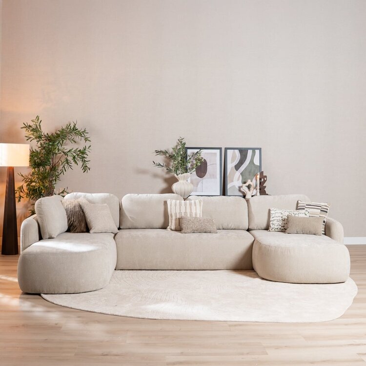 Canapé en U Vienna 6 places chenille beige