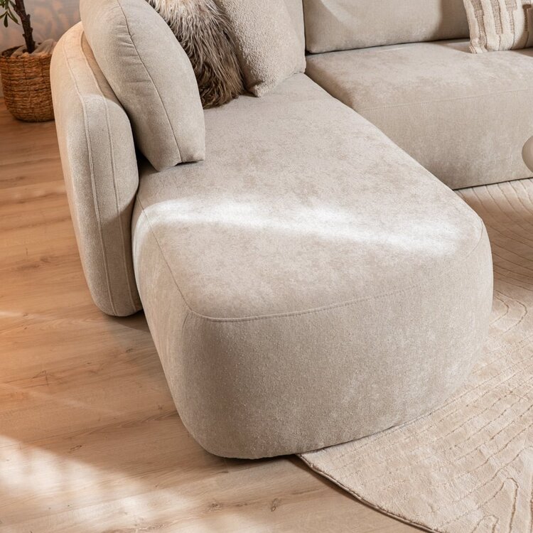 Canapé en U Vienna 6 places chenille beige