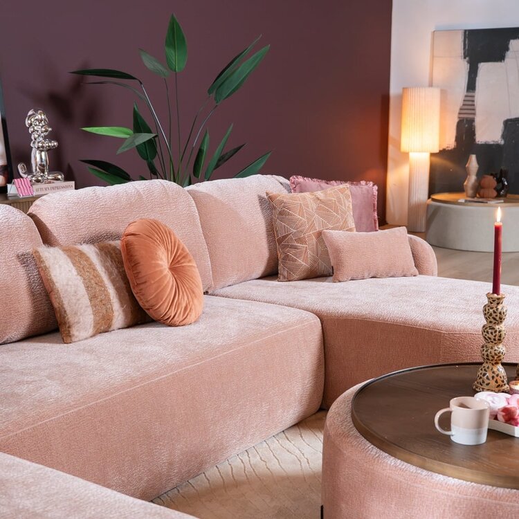 Canapé en U Vienna 6 places chenille rose