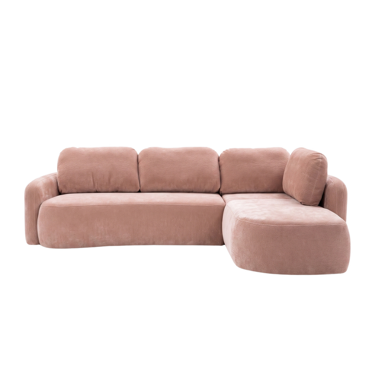 Canapé d’angle Vienna chenille rose droit