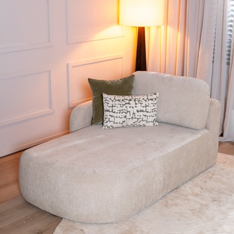 Chaise longue Vienna chenille beige gauche