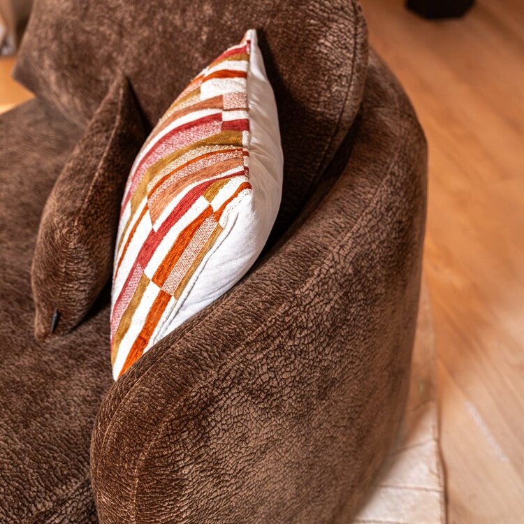 Chaise longue Vienna chenille chocolate brown droit