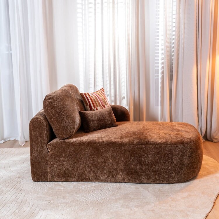 Chaise longue Vienna chenille chocolate brown droit