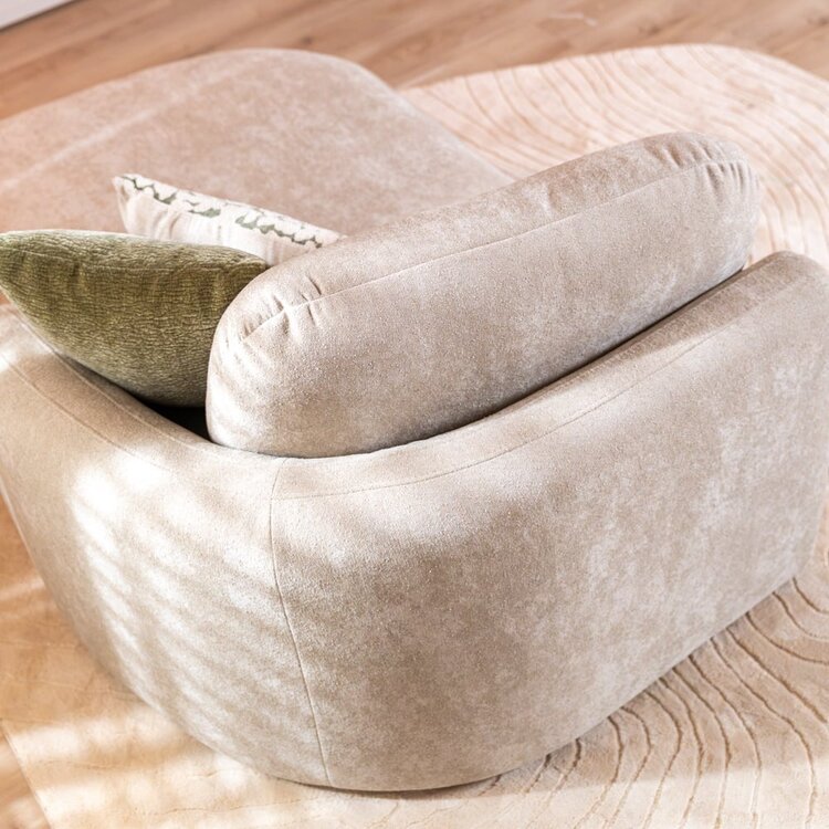 Chaise longue Vienna chenille beige droit