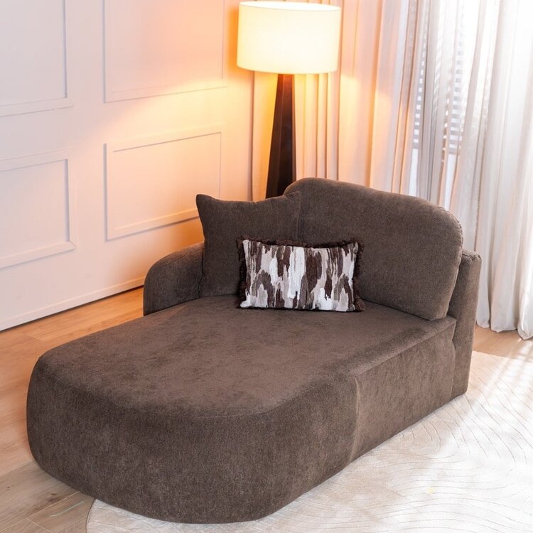 Chaise longue Vienna chenille brun gauche
