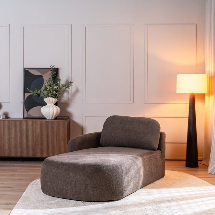 Chaise longue Vienna chenille brun gauche