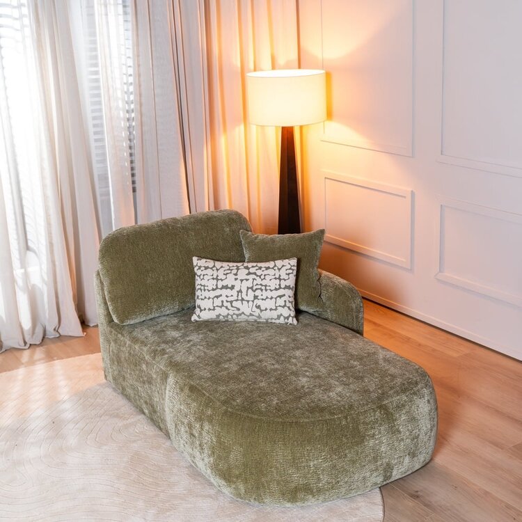 Chaise longue Vienna chenille vert droit