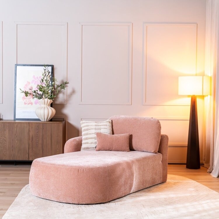 Chaise longue Vienna chenille rose gauche