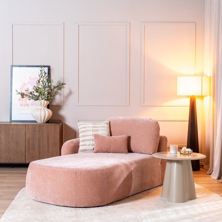 Chaise longue Vienna chenille rose gauche
